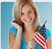 Girl holding American Flag